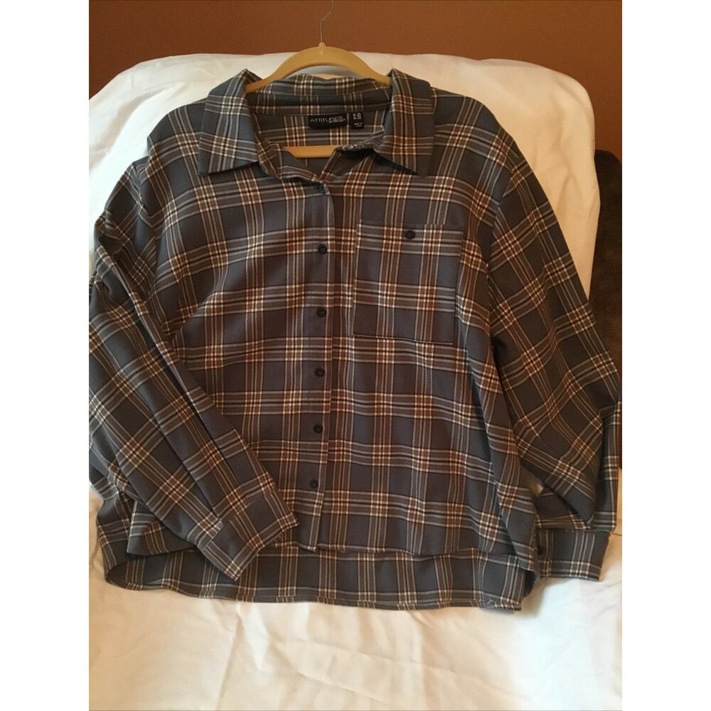 Attitudes By Renee Flannel Button Up QVC 2x Plus